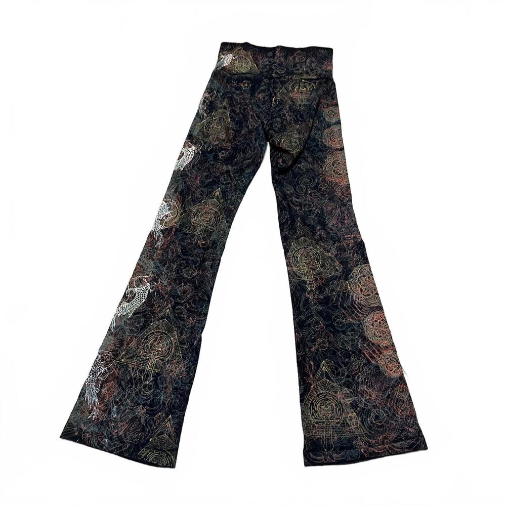 AMERICAN APPAREL - Y2K Flare Yoga Pants with Colorful Abstract Design - Size S